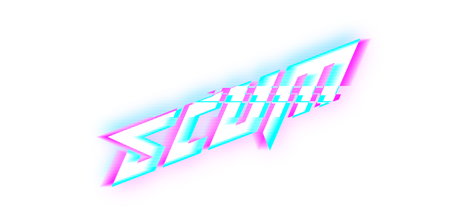 The SCUM wordmark, looking glitched out like a malfunctioning screen.