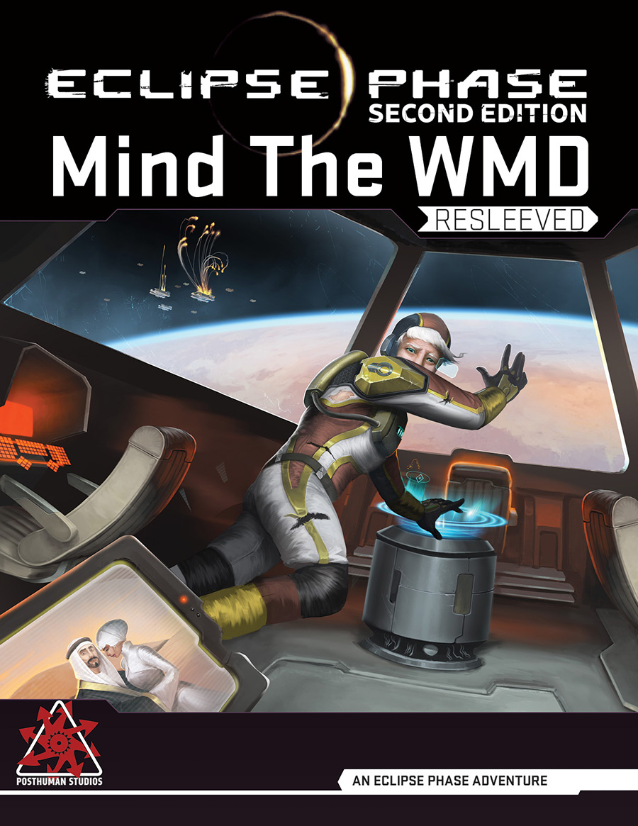 Mind the WMD Resleeved cover; a humanoid in a spacecraft cockpit